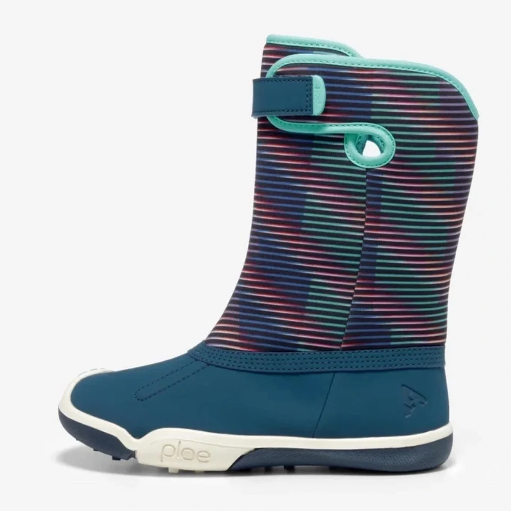 Plae Thandi titanium quartz waterproof winter boots kids size 8 blue stripes